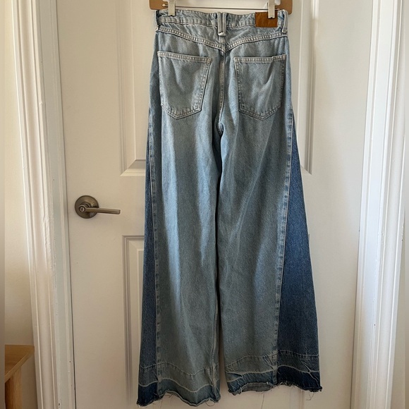 Zara Wide Leg Contrast Panel Jeans - Size 4 - Picture 9 of 10